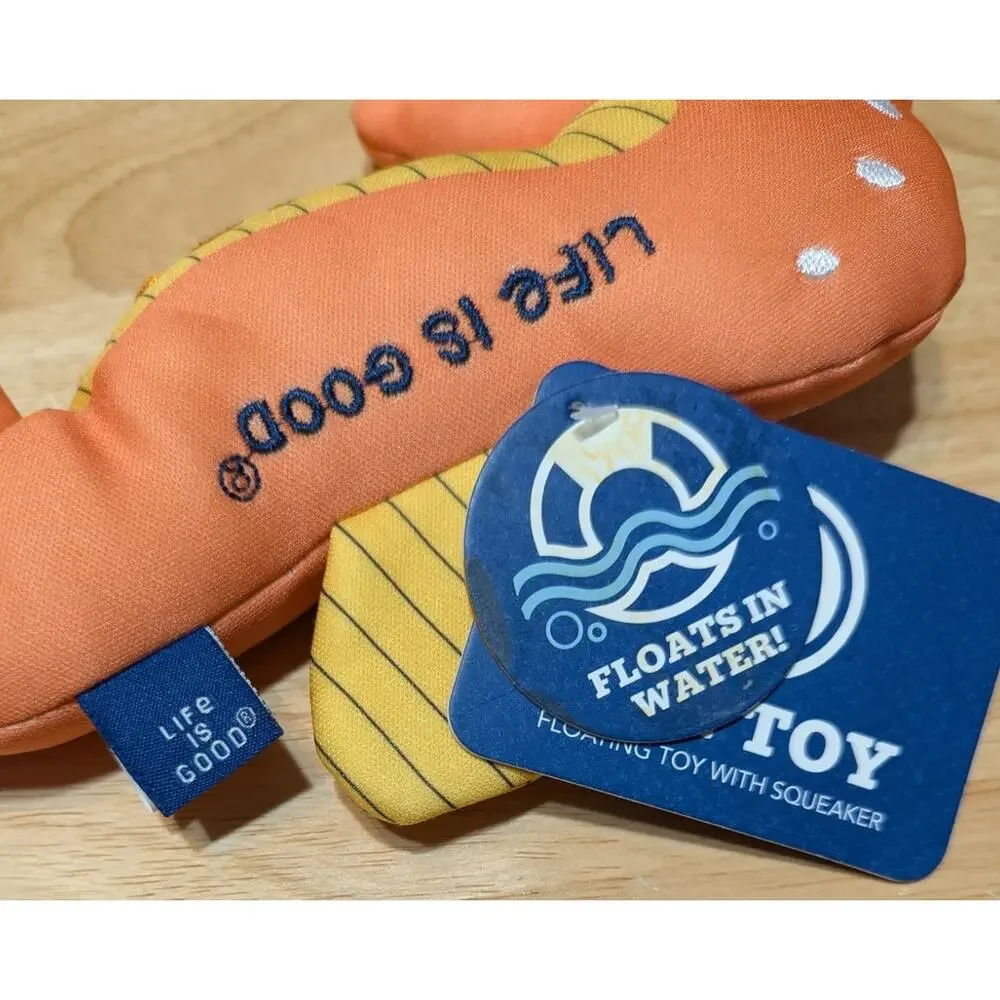 Life Is Good Dog Floating Seahorse Squeaker Toy Orange Yellow Outdoor Water Fun